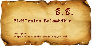 Blázsits Balambér névjegykártya